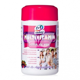 1x1 Vitaday Multivitamin rágótabletta cinkkel és vassal