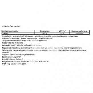 Vitamin Station Szelén Selenium 50 μg tabletta - 2.
