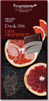 Benjamissimio bio vegán fekete csokoládé chia grapefruit 70 g