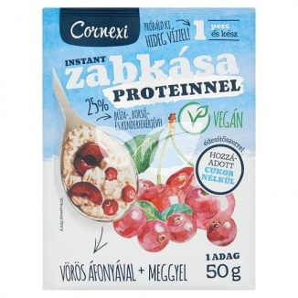 Cornexi Vörösáfonyás - Meggyes protein édesítőszerrel vegán zabkása 50 g