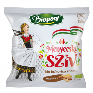 Biopont bio kukorica snack menyecske szív mogyorós ízesítéssel 45 g