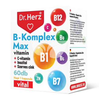 Dr.herz b-komplex max+c-vitamin+inozitol+szerves cink kapszula 60 db