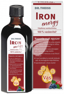 Dr.Theiss iron energy folyékony étrend-kiegészítő vassal és vitaminokkal, édesítőszerrel 250 ml