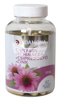 Damona c-vitamin 1000mg+echinacea+csipkebogyó+cink bevont tabletta 80 db