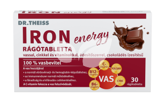 Dr.Theiss iron energy rágótabletta vassal, cinkkel és vitaminokkal csokoládé ízben 30 db