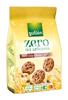 Gullón mini chip choco zero keksz csokoládé darabkákkal, édesítőszerrel 75 g