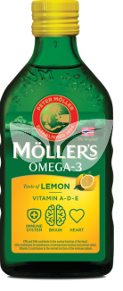 Möllers omega-3 halolaj étrend-kiegészítő a, d és e-vitaminnal, citrom ízesítéssel 250 ml