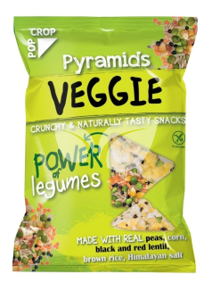 Popcrop veggie piramis snack valódi zöldborsóval, fekete és vörös lencsével gluténmentes 25 g